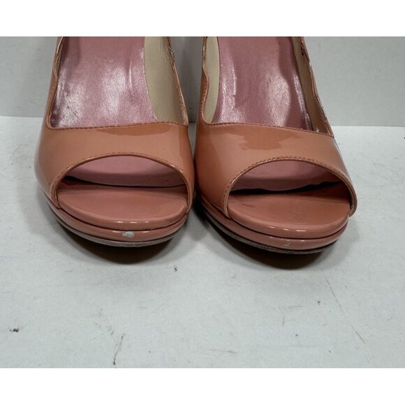 Prada Open Toe Heels Scalloped Edge Patent Leather Platform Pumps Women’s 10 40 - Picture 3 of 9